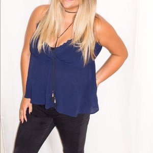 Slightly Cropped Navy Blue Tank Top